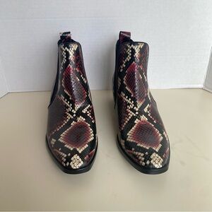 Naturalizer Red Snake Print Hailey Leather Ankle Booties 6.5